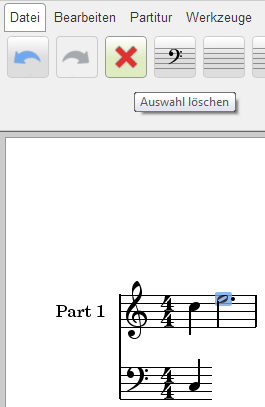 Note oder Selektion löschen